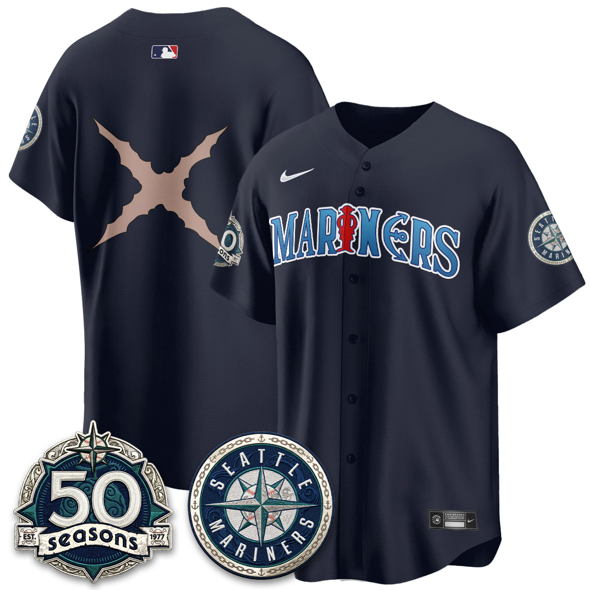 Seattle Mariners x Japanese Cartoon Vapor Limited Jersey - Stitched by Seattle Mariners