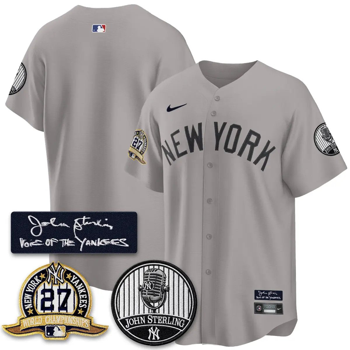 NYY John Sterling Tribute Patch Vapor Premier Limited Jersey - Stitched by New York Yankees