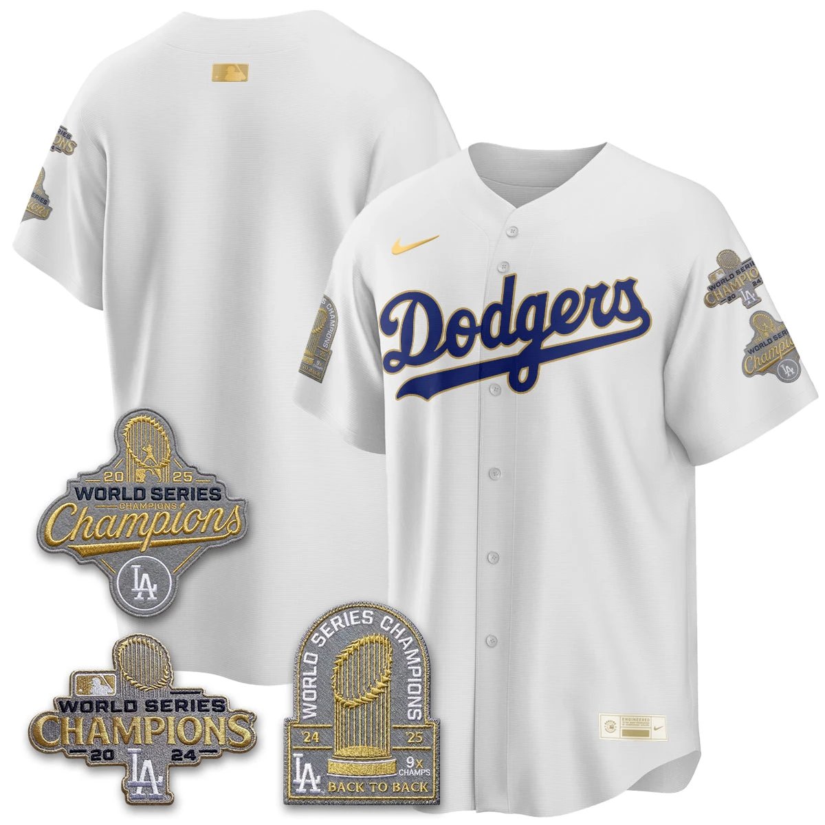 Los Angeles Dodgers Gold Collection Stadium Vapor Limited Jersey - Back to Back 9x Champs - All Stitched by Los Angeles Dodgers