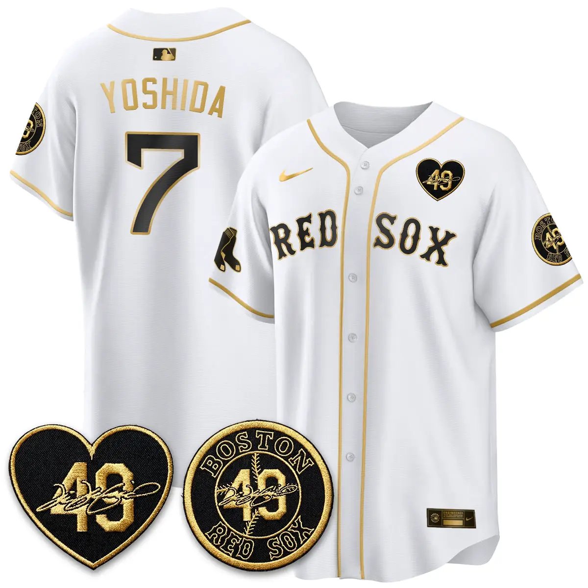 BOS Tim Wakefield Memorial Patch Vaper Premier Limited Jersey - All Stitched by Boston Red Sox