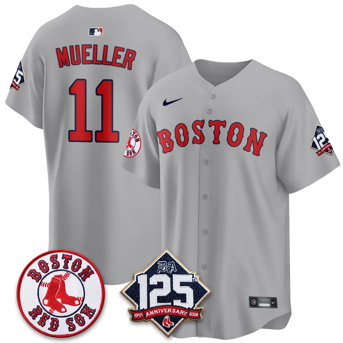 Boston Red Sox 125th Anniversary Patch Vapor Jersey - Stitched by Boston Red Sox