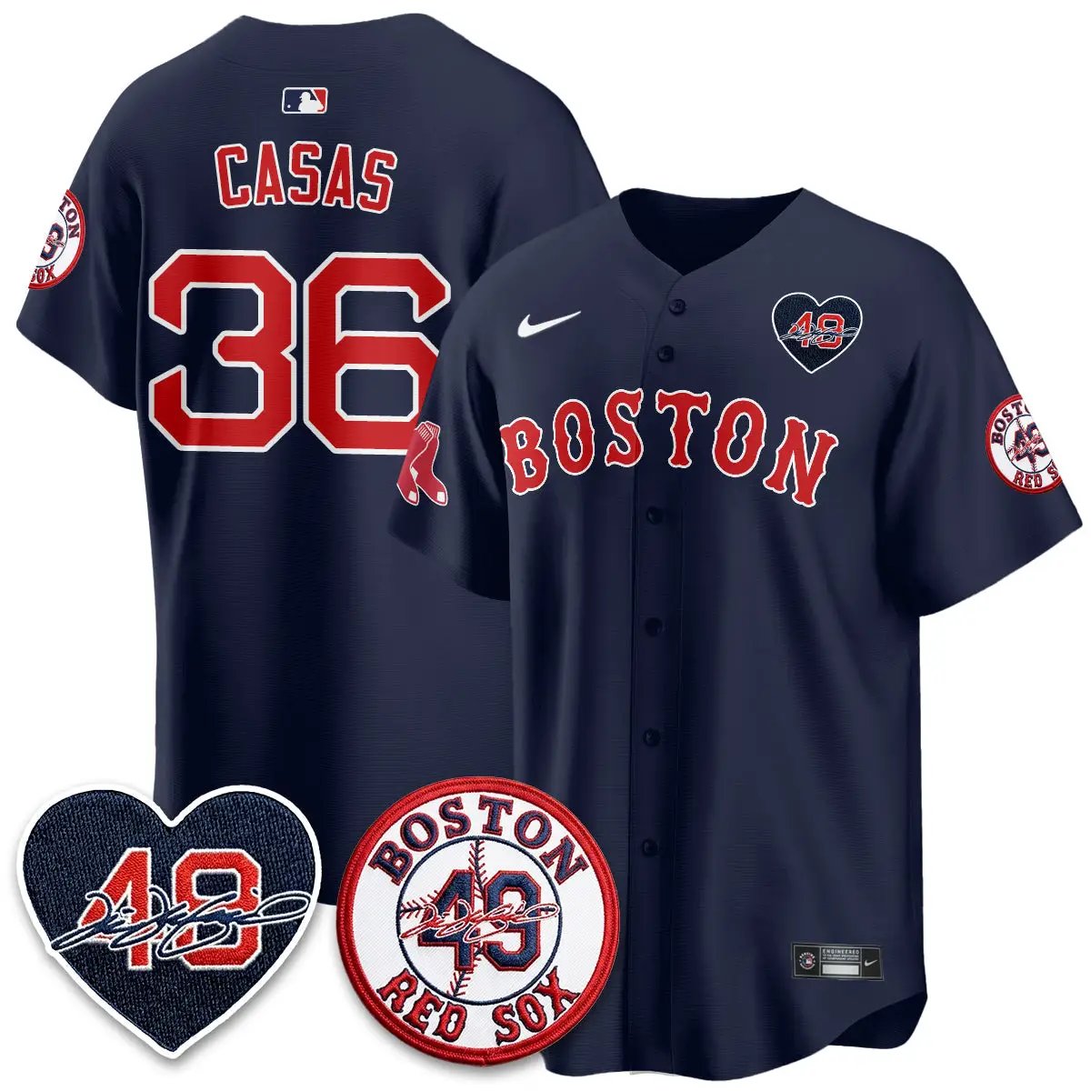 BOS Tim Wakefield Memorial Patch Vaper Premier Limited Red Jersey - All Stitched by Boston Red Sox