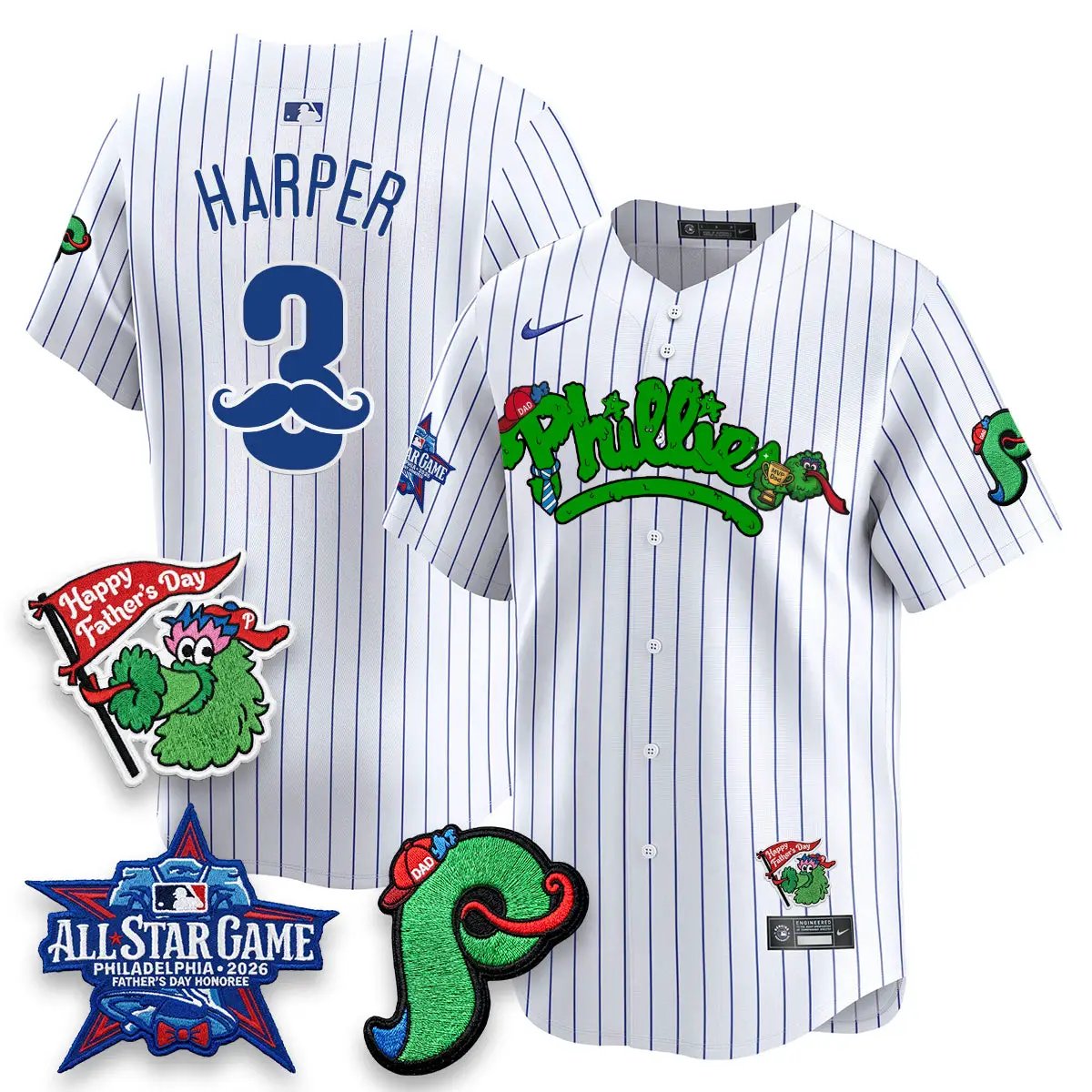 PHI Happy Father's Day Vapor Jersey - Stitched by Philadelphia Phillies