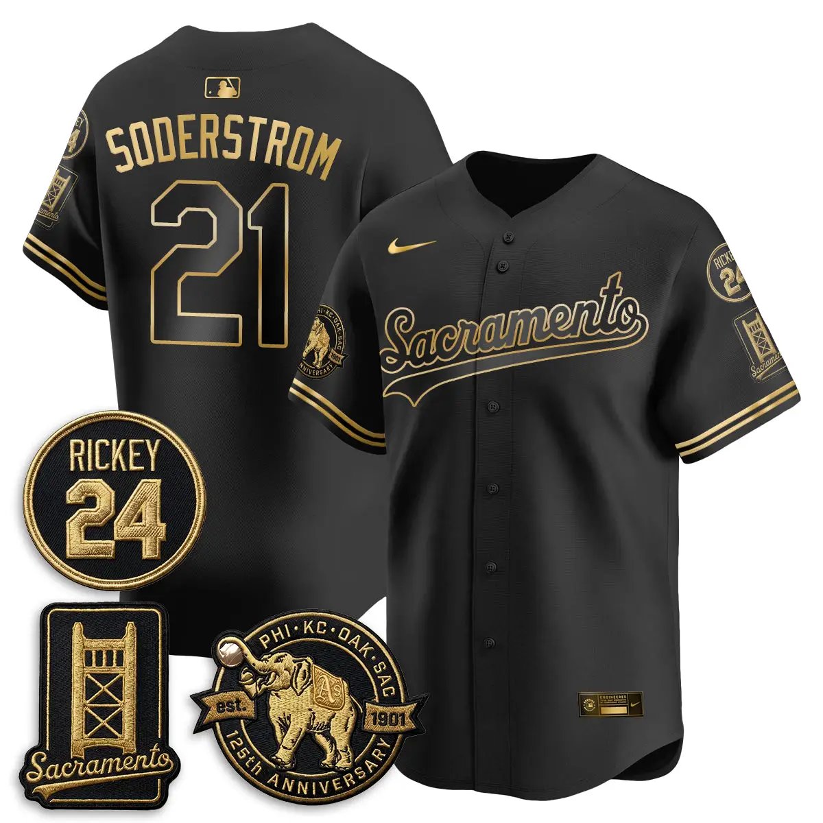 OAK 2026 Alternate Sacramento 125 Years Limited Vapor Gold Edition Jersey - All Stitched by Oakland Athletics