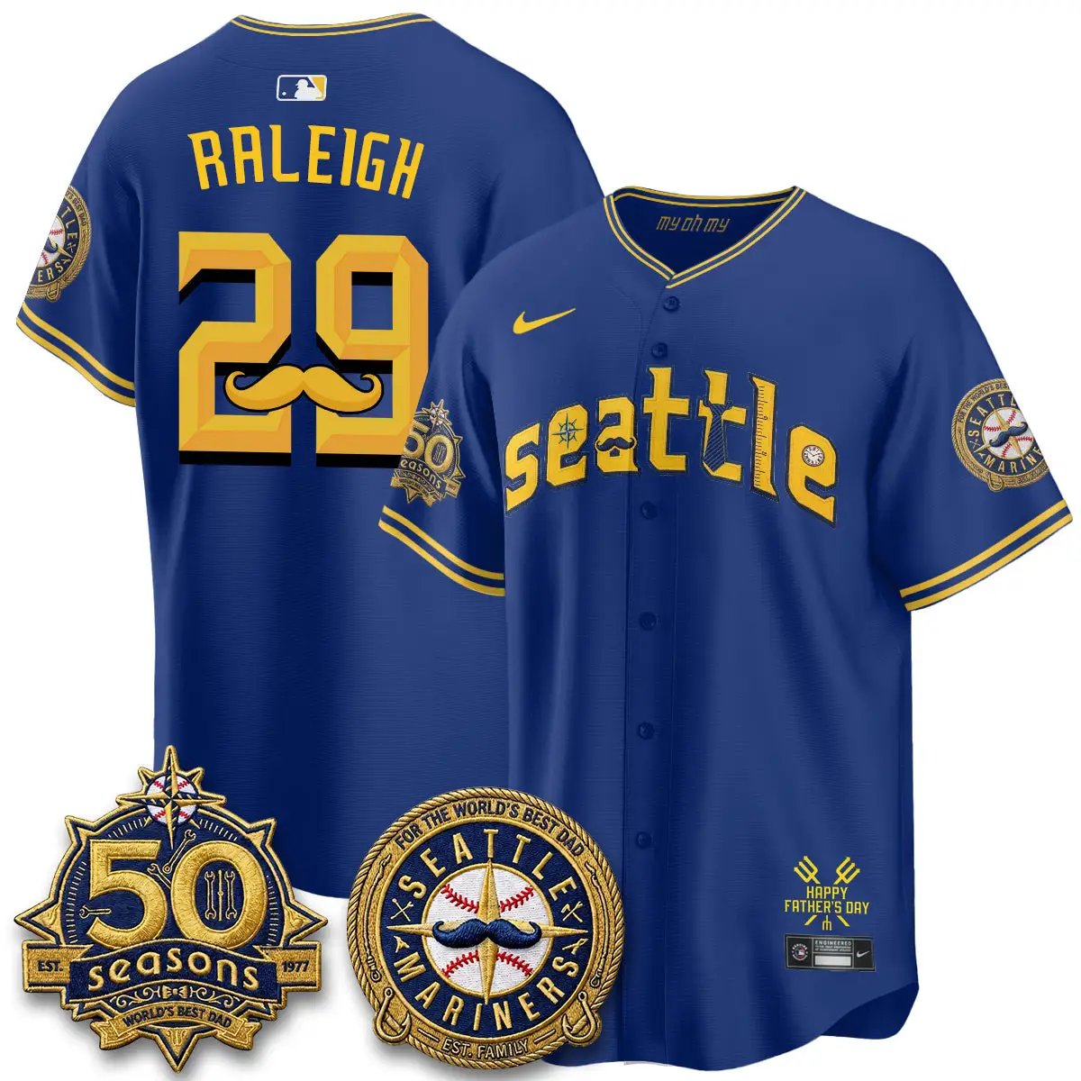 Seattle Mariners Happy Father's Day Vapor Jersey - Stitched by Seattle Mariners