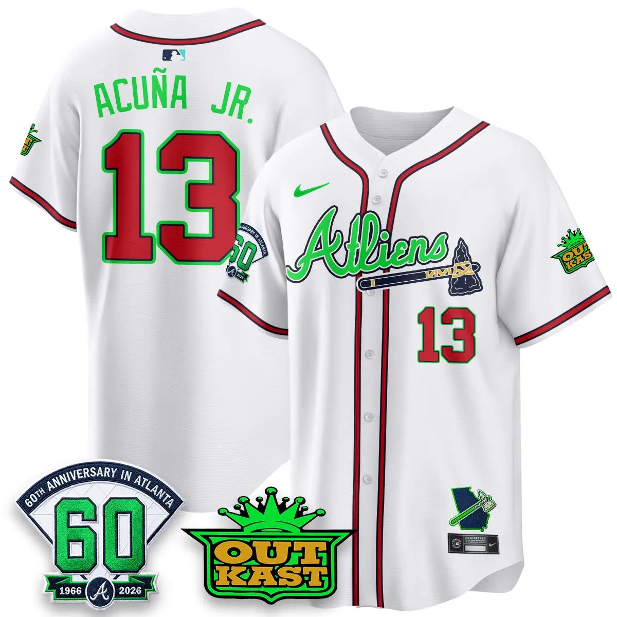 ATL x Atliens Cool Base Galaxy Version Jersey - Stitched (2) by Atlanta Braves