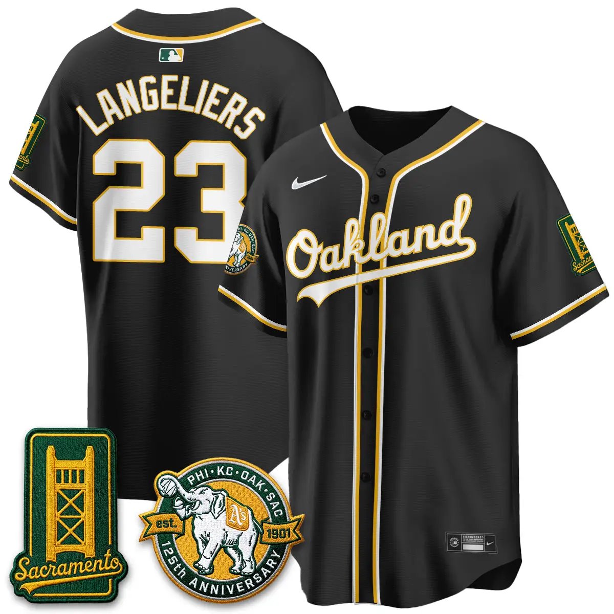 Oakland Athletics 2026 Black Out Style - Celebrating 125 Years - Limited Vapor Jersey - All Stitched by Oakland Athletics