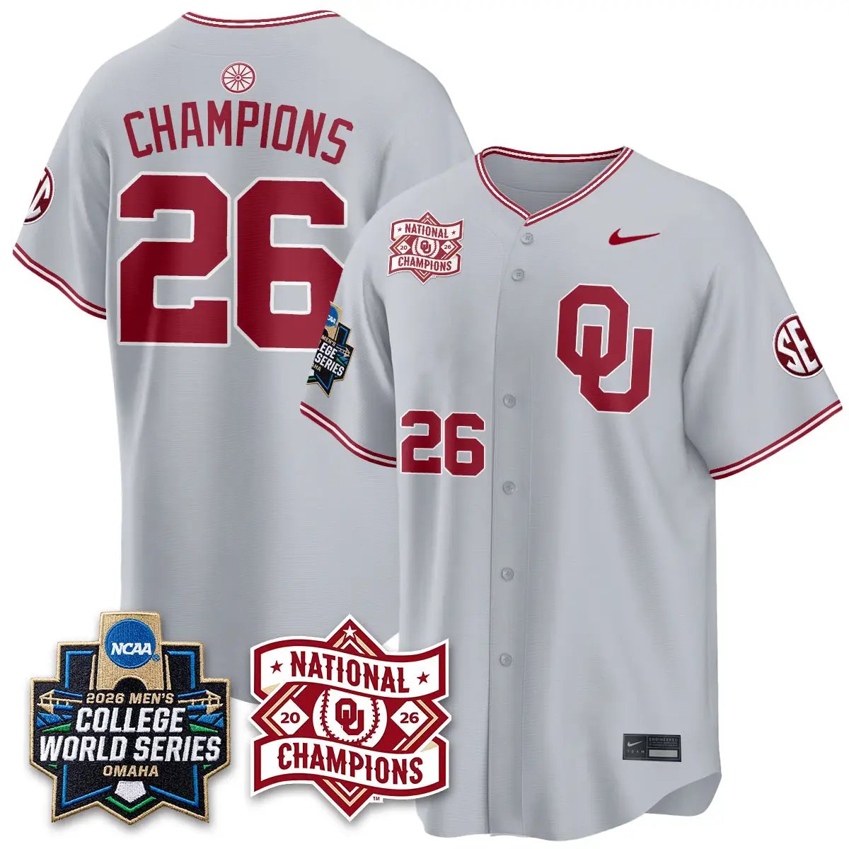 Oklahoma Sooners 2026 NCAA Baseball College World Series Champions Vapor Jersey - Stitched by Oklahoma Sooners