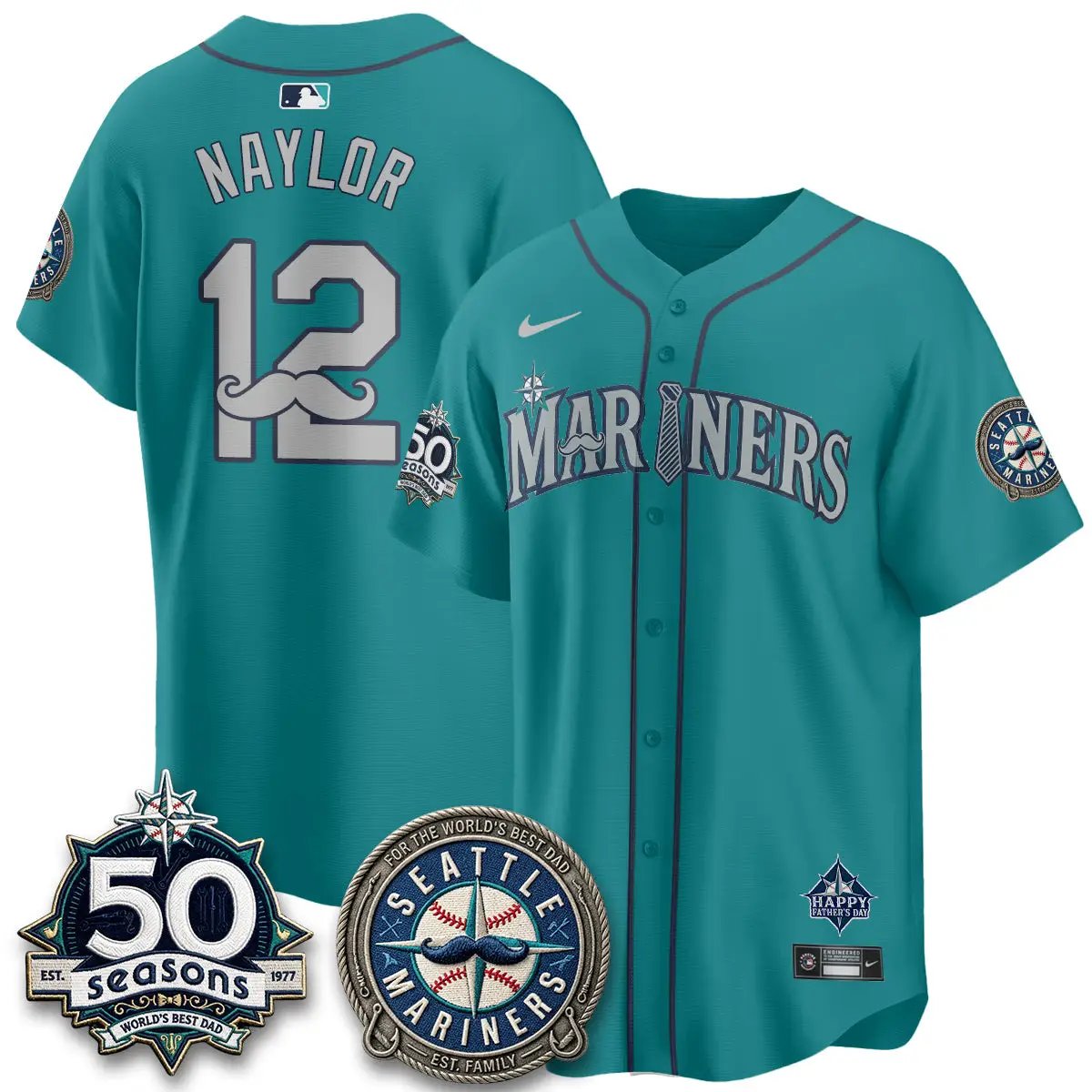 Seattle Mariners Happy Father's Day Vapor Jersey - Stitched by Seattle Mariners