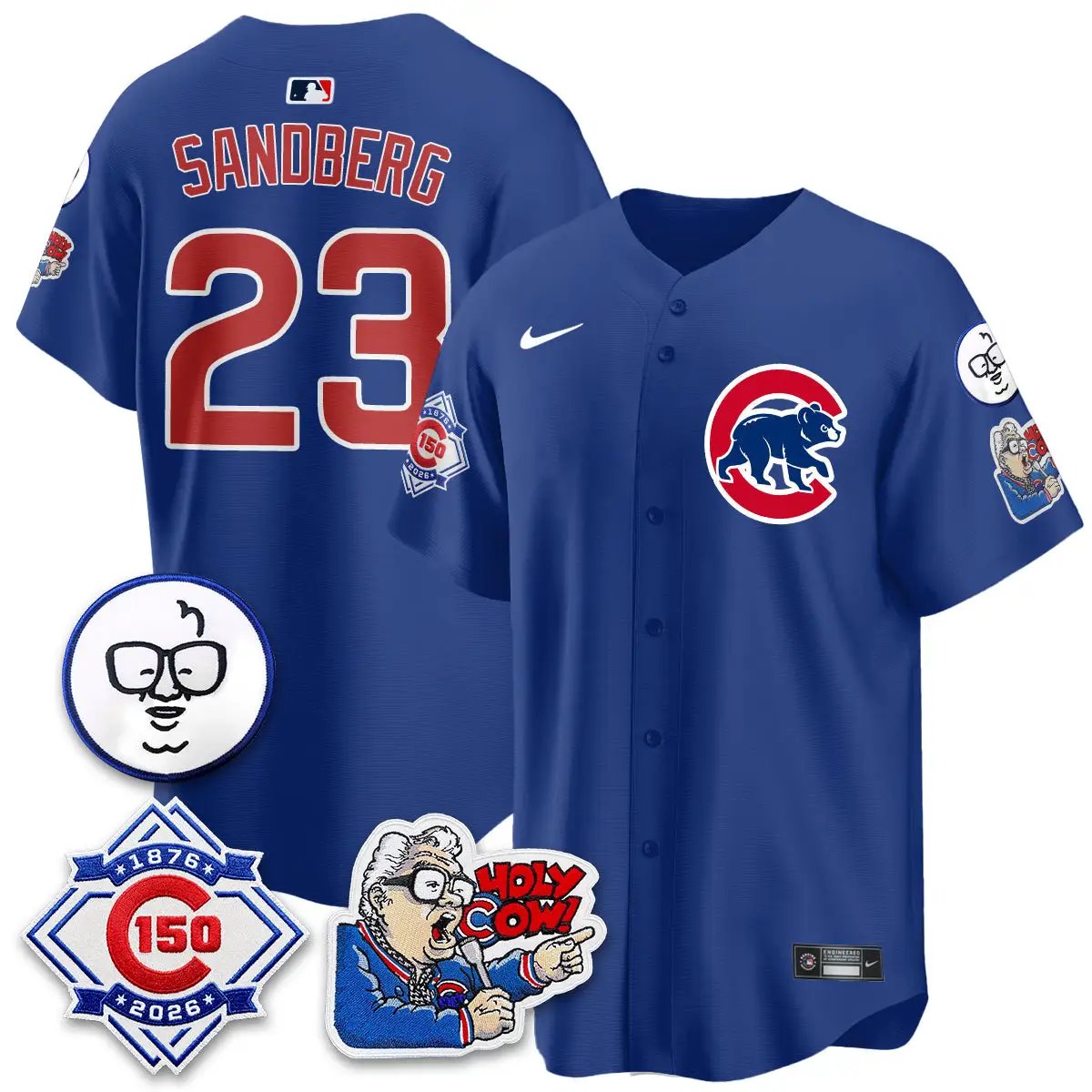 Chicago Cubs 150th Anniversary Harry Caray Holy Cow Vapor Premier Limited Jersey - All Stitched V2 by Chicago Cubs