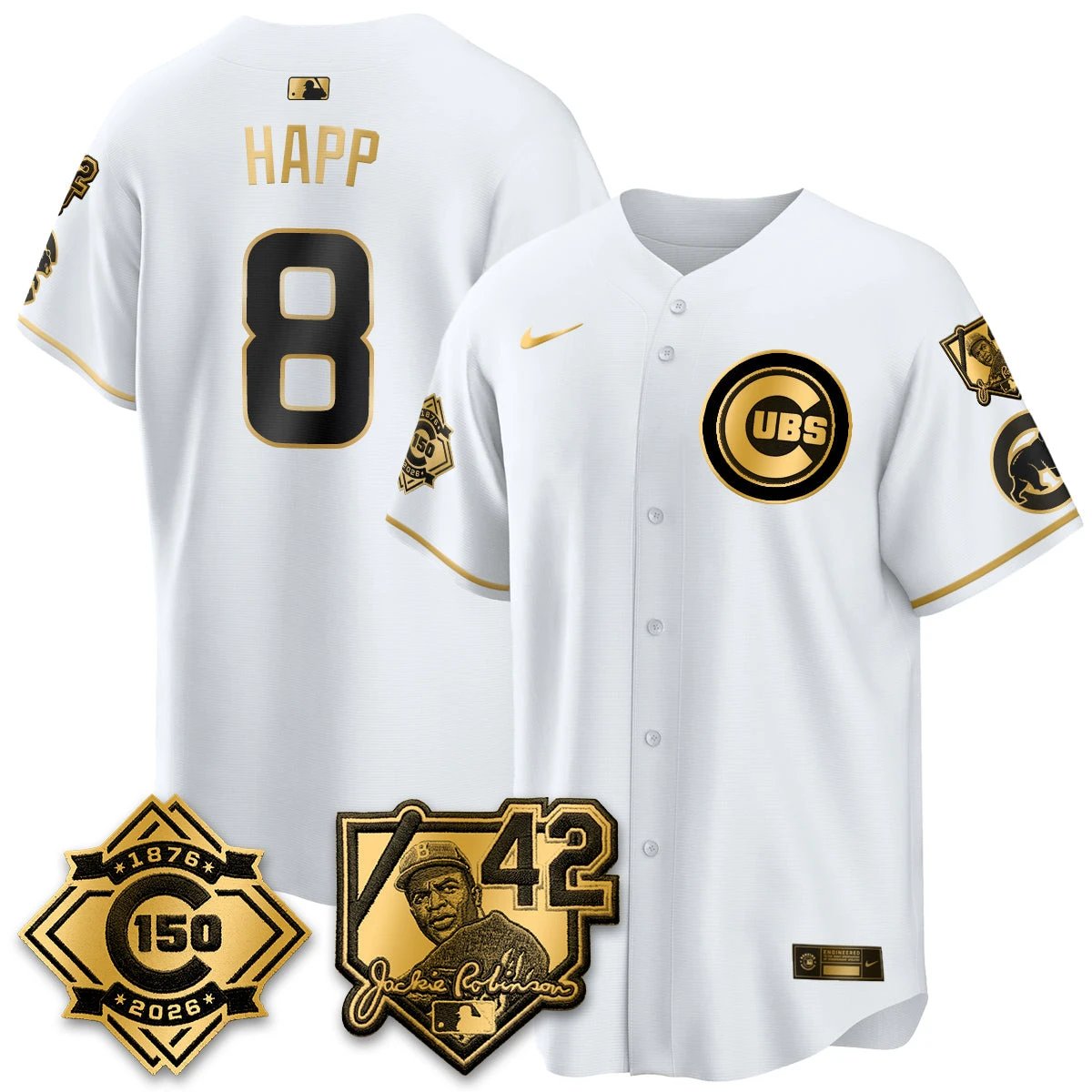 Chicago Cubs 150th Anniversary & Jackie Robinson Day Patch Vapor Premier Limited Jersey - All Stitched by Chicago Cubs