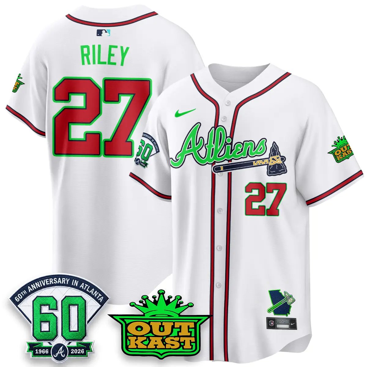 ATL x Atliens Cool Base Galaxy Version Jersey - Stitched (2) by Atlanta Braves