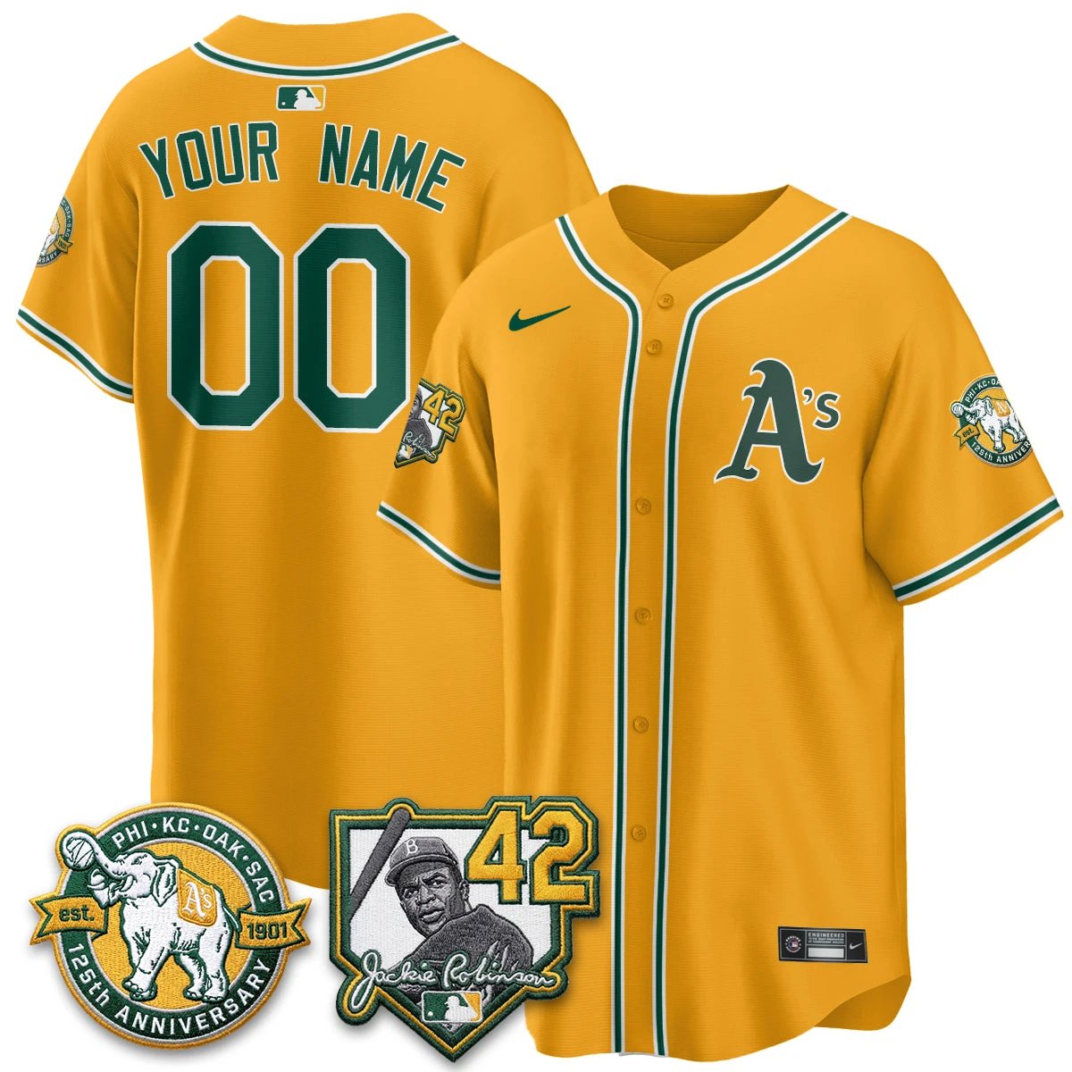Oakland Athletics 2026 Jackie Robinson Day - Celebrating 125 Years Limited Custom Vapor Jersey - All Stitched by Oakland Athletics