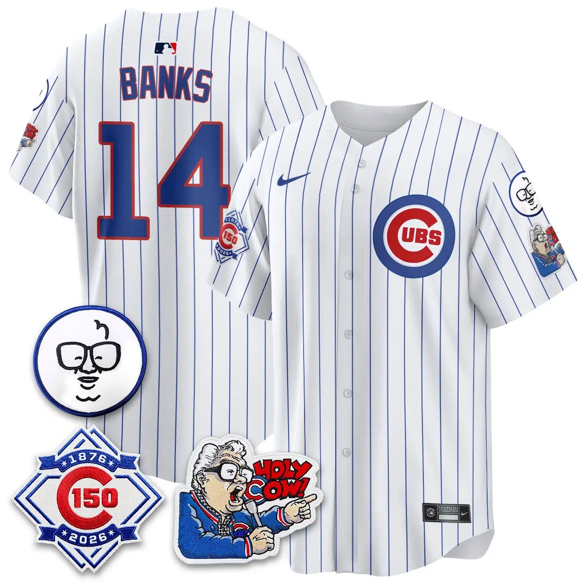 Chicago Cubs 150th Anniversary Harry Caray Holy Cow Vapor Premier Limited Jersey - All Stitched V2 by Chicago Cubs