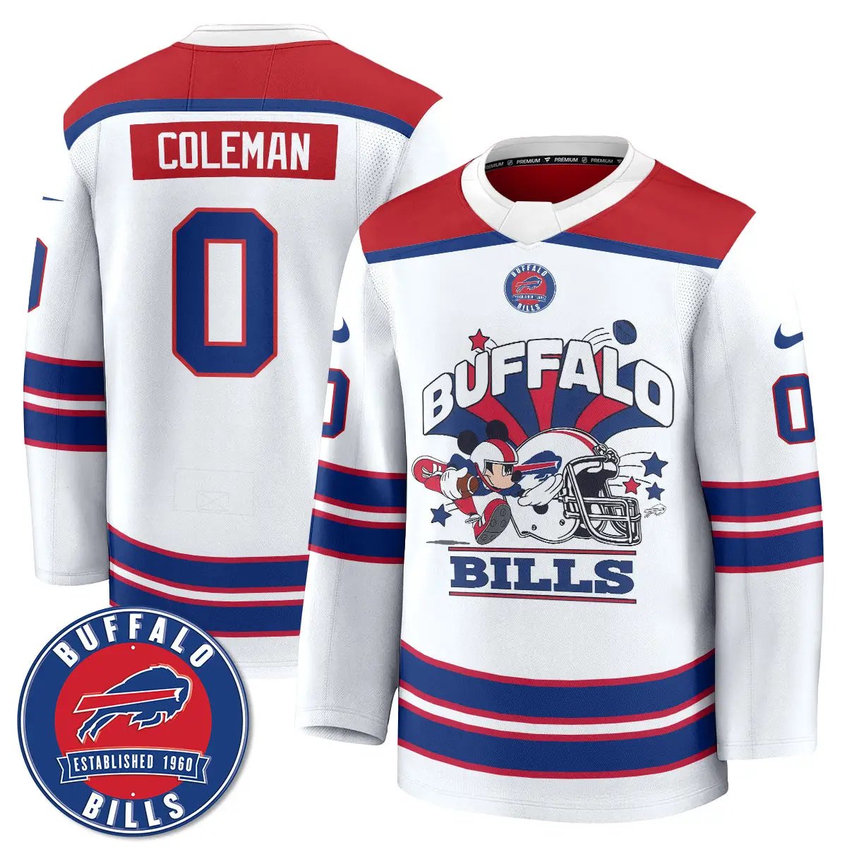 BUF x Cartoon Mouse Edition Hockey Jersey - Printed by Buffalo Bills
