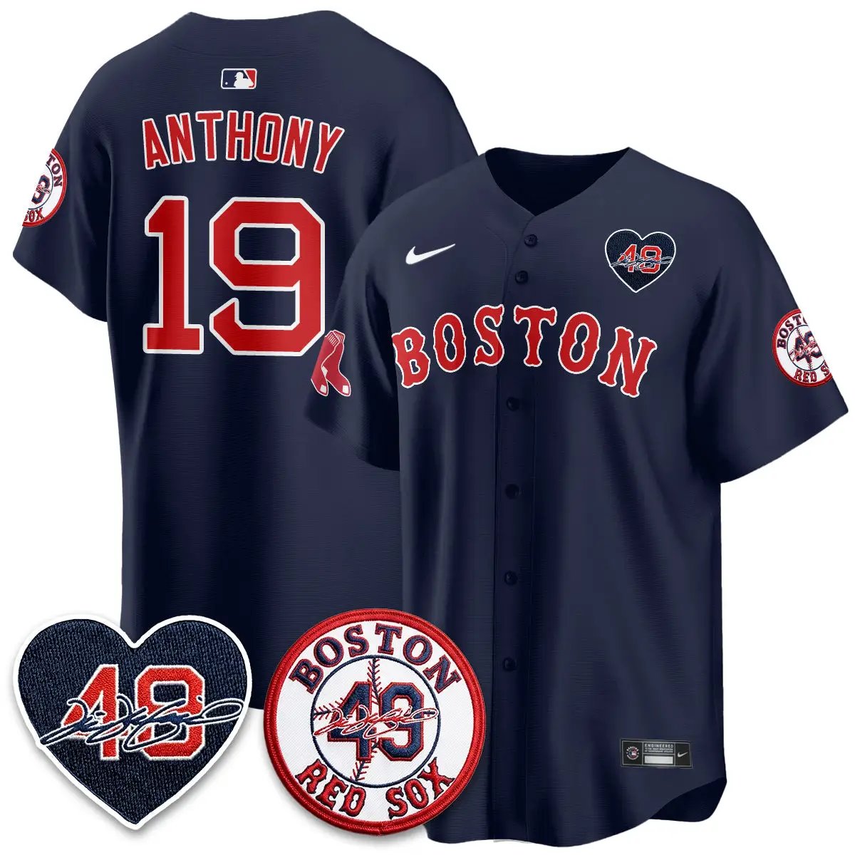 BOS Tim Wakefield Memorial Patch Vaper Premier Limited Gold Jersey - All Stitched by Boston Red Sox