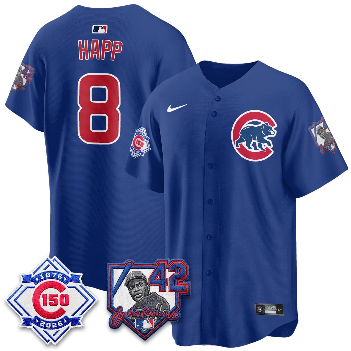 Chicago Cubs 150th Anniversary & Jackie Robinson Day Patch Vapor Premier Limited Jersey - All Stitched by Chicago Cubs