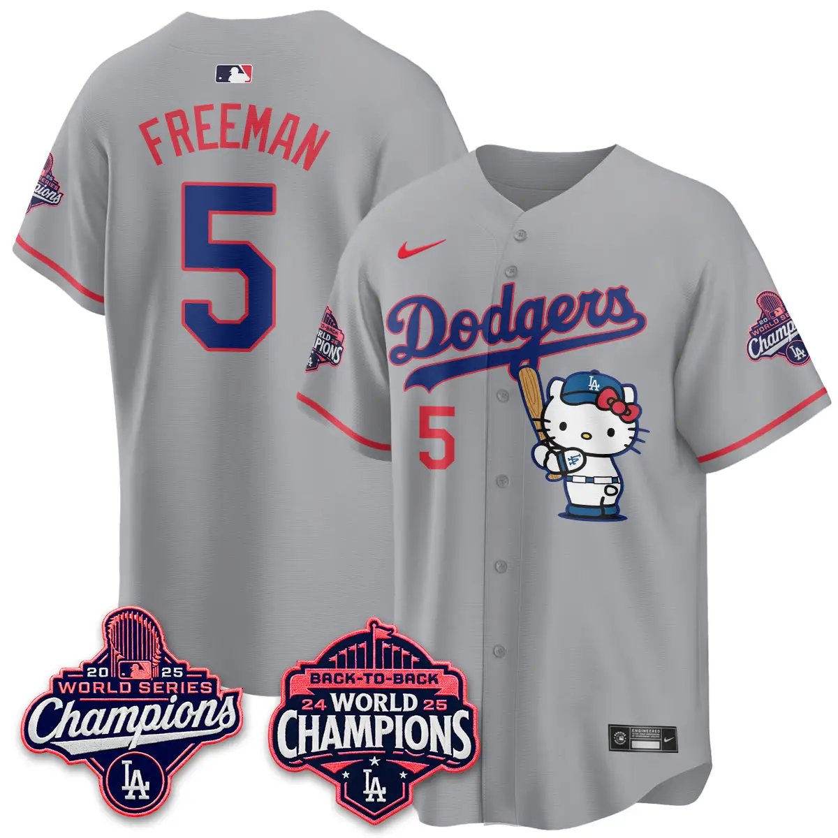 LAD x Hello Kitty Night 2026 Vapor White Jersey - All Stitched by Los Angeles Dodgers