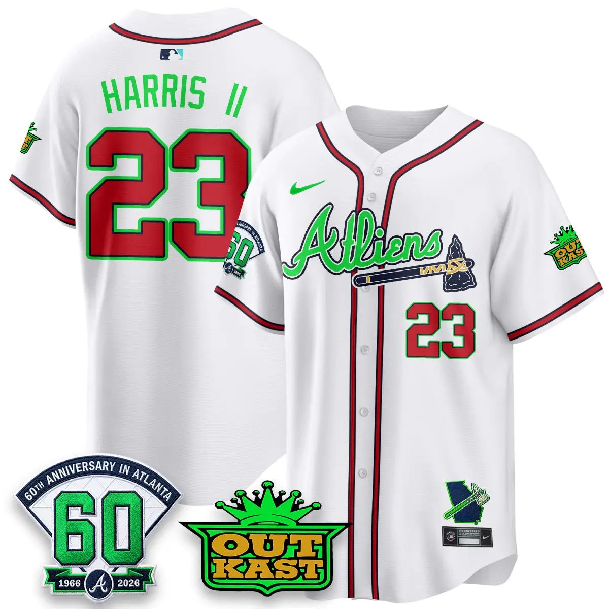 ATL x Atliens Cool Base Galaxy Version Jersey - Stitched (2) by Atlanta Braves