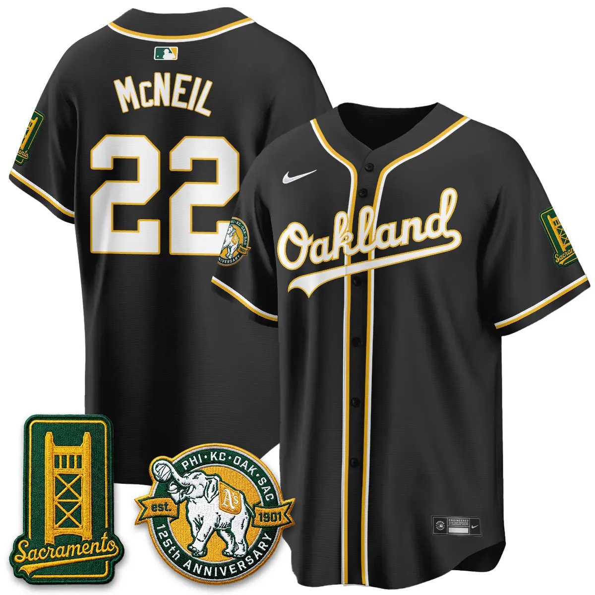 Oakland Athletics 2026 Black Out Style - Celebrating 125 Years - Limited Vapor Jersey - All Stitched by Oakland Athletics