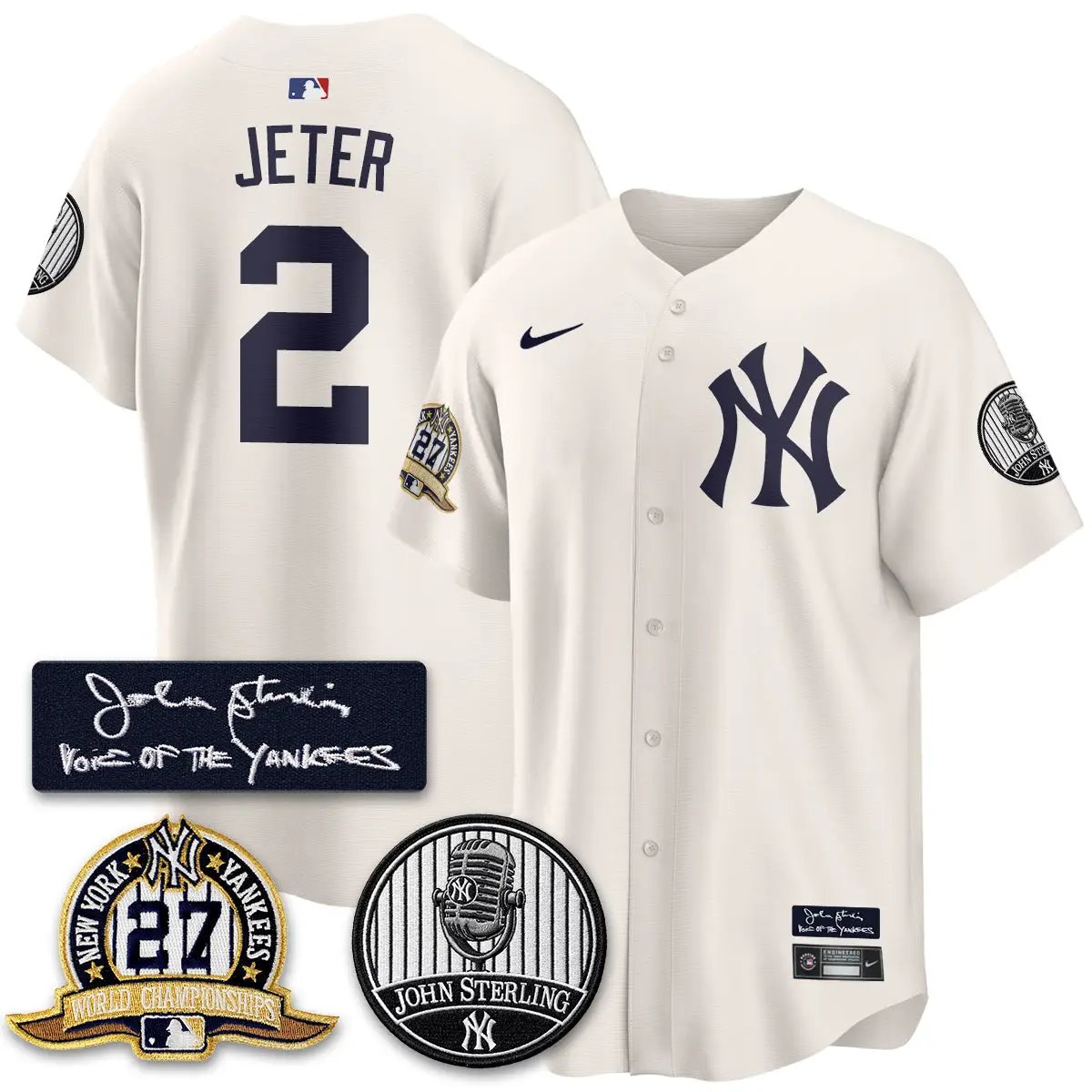 NYY John Sterling Tribute Patch Vapor Premier Limited Jersey - Stitched by New York Yankees