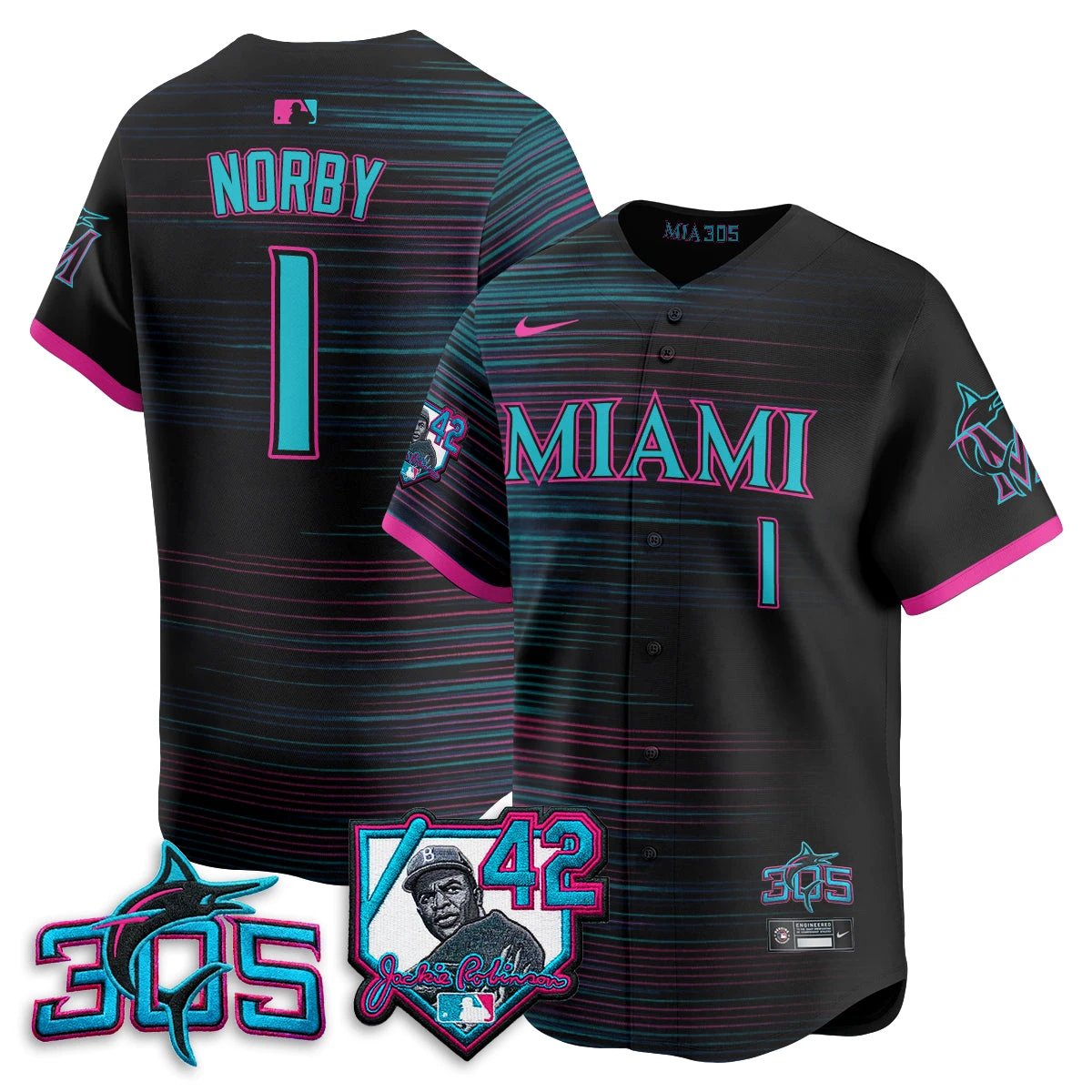 MIA 2026 Jackie Robinson New Era Vapor Limited Jersey - All Stitched by Miami Marlins