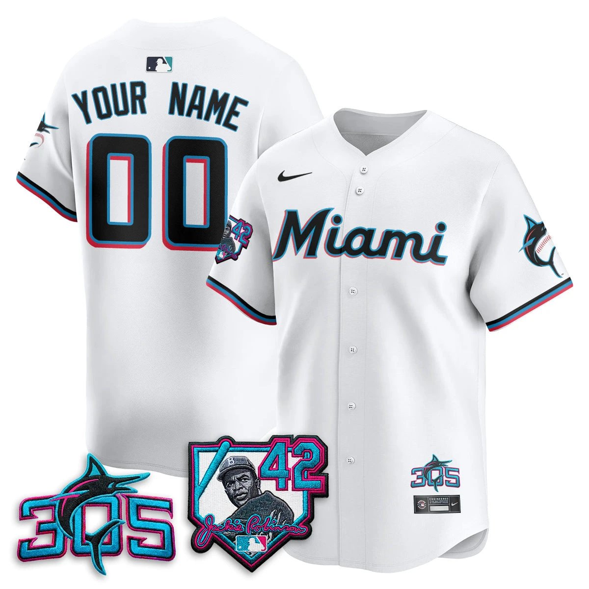MIA 2026 Jackie Robinson New Era Vapor Custom Limited Jersey - All Stitched by Miami Marlins