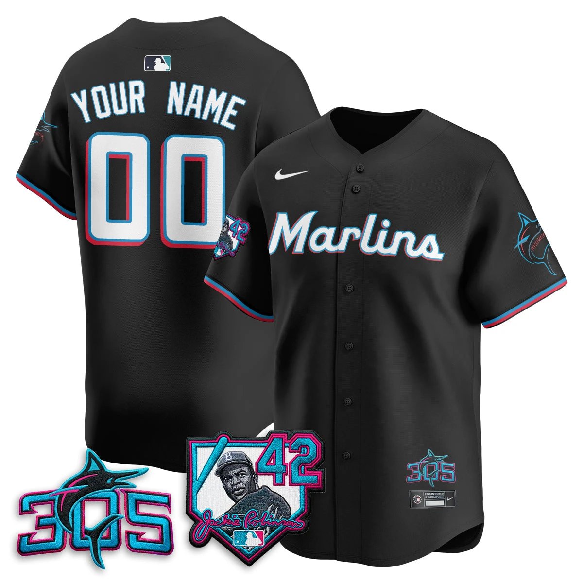 MIA 2026 Jackie Robinson New Era Vapor Custom Limited Jersey - All Stitched by Miami Marlins