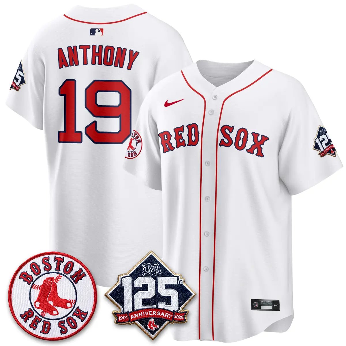 Boston Red Sox 125th Anniversary Patch Vapor Jersey - Stitched by Boston Red Sox