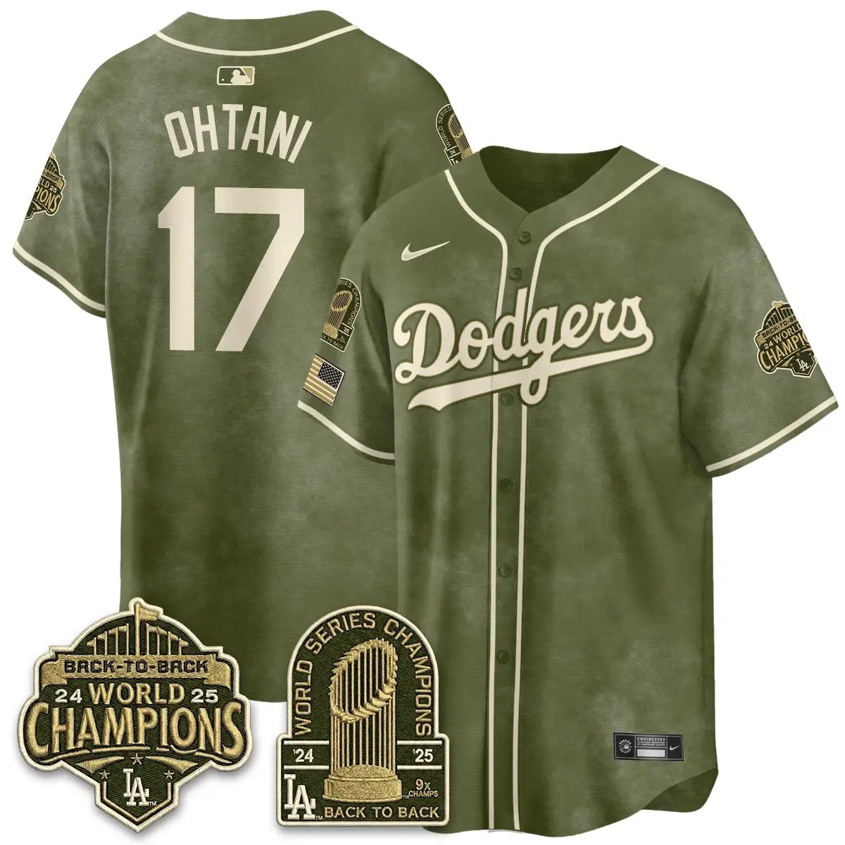 LAD New Era Olive 2026 Armed Forces Day Jersey -All Stitched by Los Angeles Dodgers