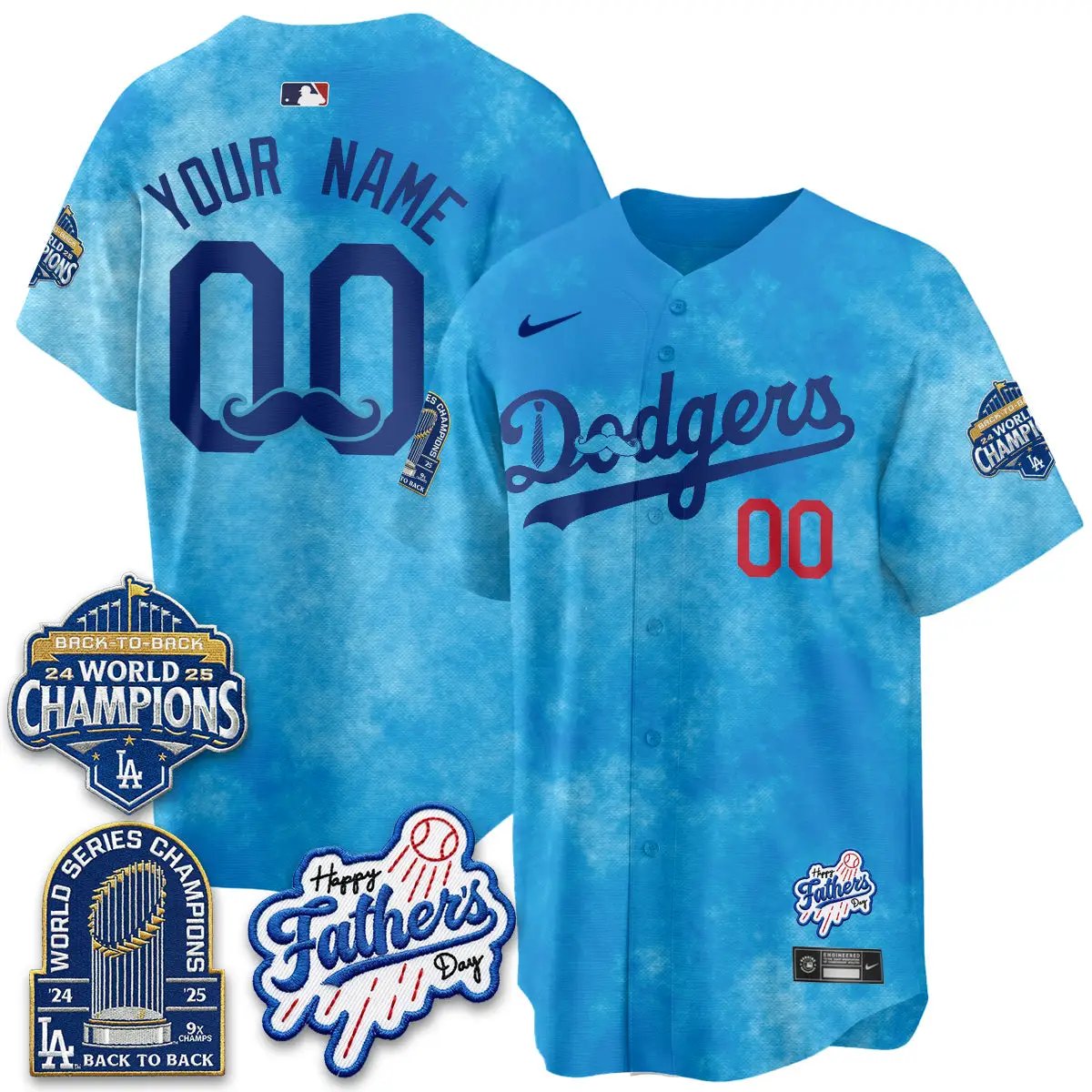 LAD Happy Father's Day 2026 Custom Jersey - Stitched by Los Angeles Dodgers