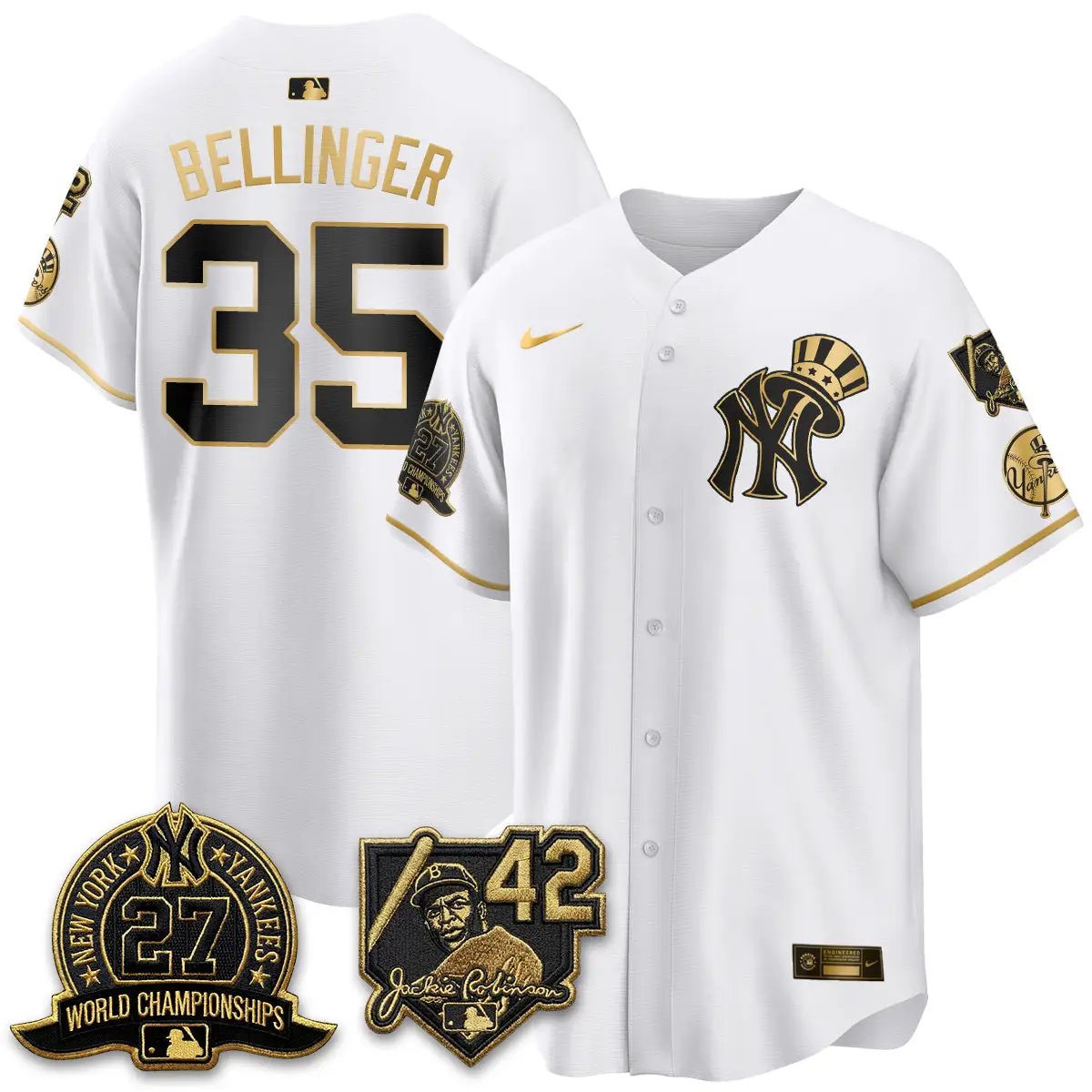 New York Yankees 2026 Jackie Robinson Day Vapor Limited Gold Edition Jersey - All Stitched - V2 by New York Yankees