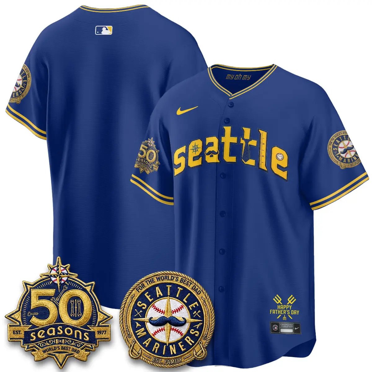 Seattle Mariners Happy Father's Day Vapor Jersey - Stitched by Seattle Mariners