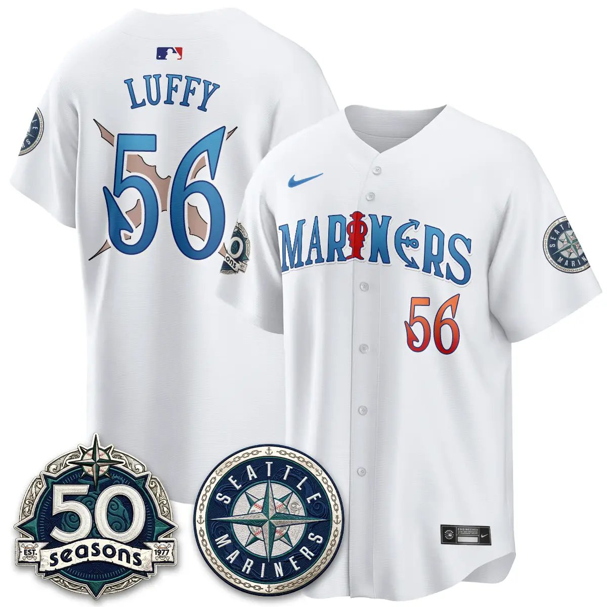 Seattle Mariners x Japanese Cartoon Vapor Limited Jersey - Stitched by Seattle Mariners