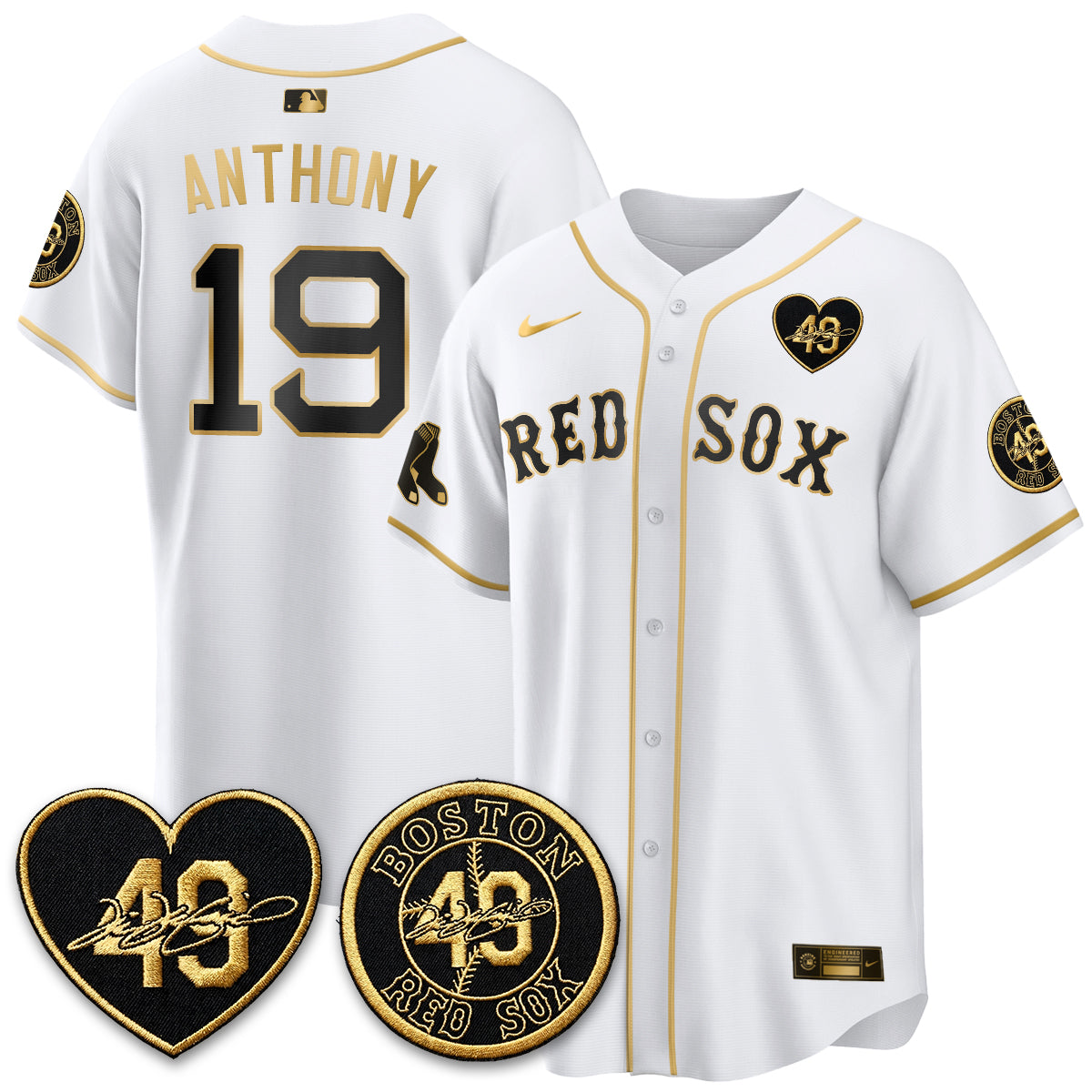 BOS Tim Wakefield Memorial Patch Vaper Premier Limited Jersey - All Stitched by Boston Red Sox