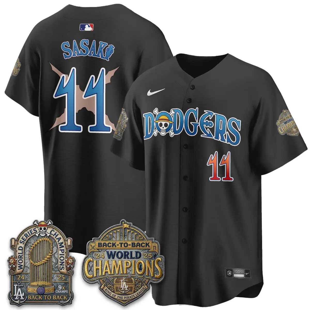 LAD Japanese Cartoon Vapor Limited Jersey - Stitched by Los Angeles Dodgers
