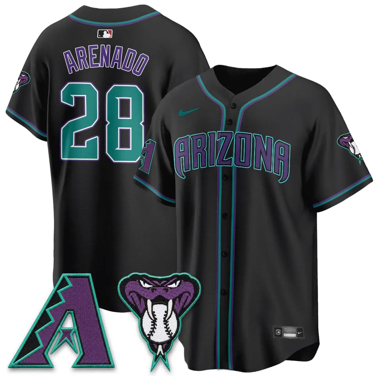 ARI Black Out Style Vapor Premier Limited Jersey - All Stitched by Arizona Diamondbacks