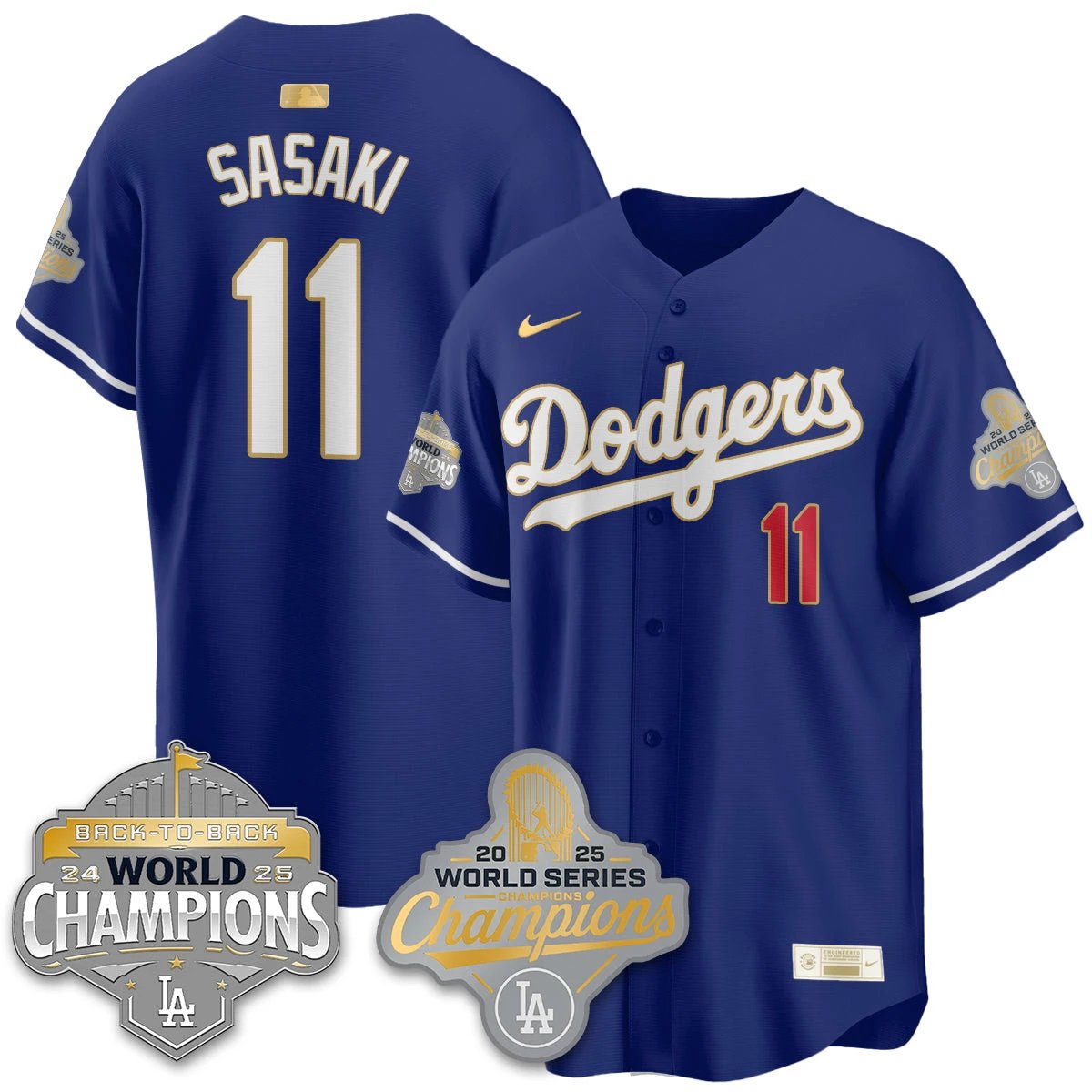 LAD Gold Collection Stadium Vapor Limited Jersey - B2B Champs - All Stitched by Dodgers