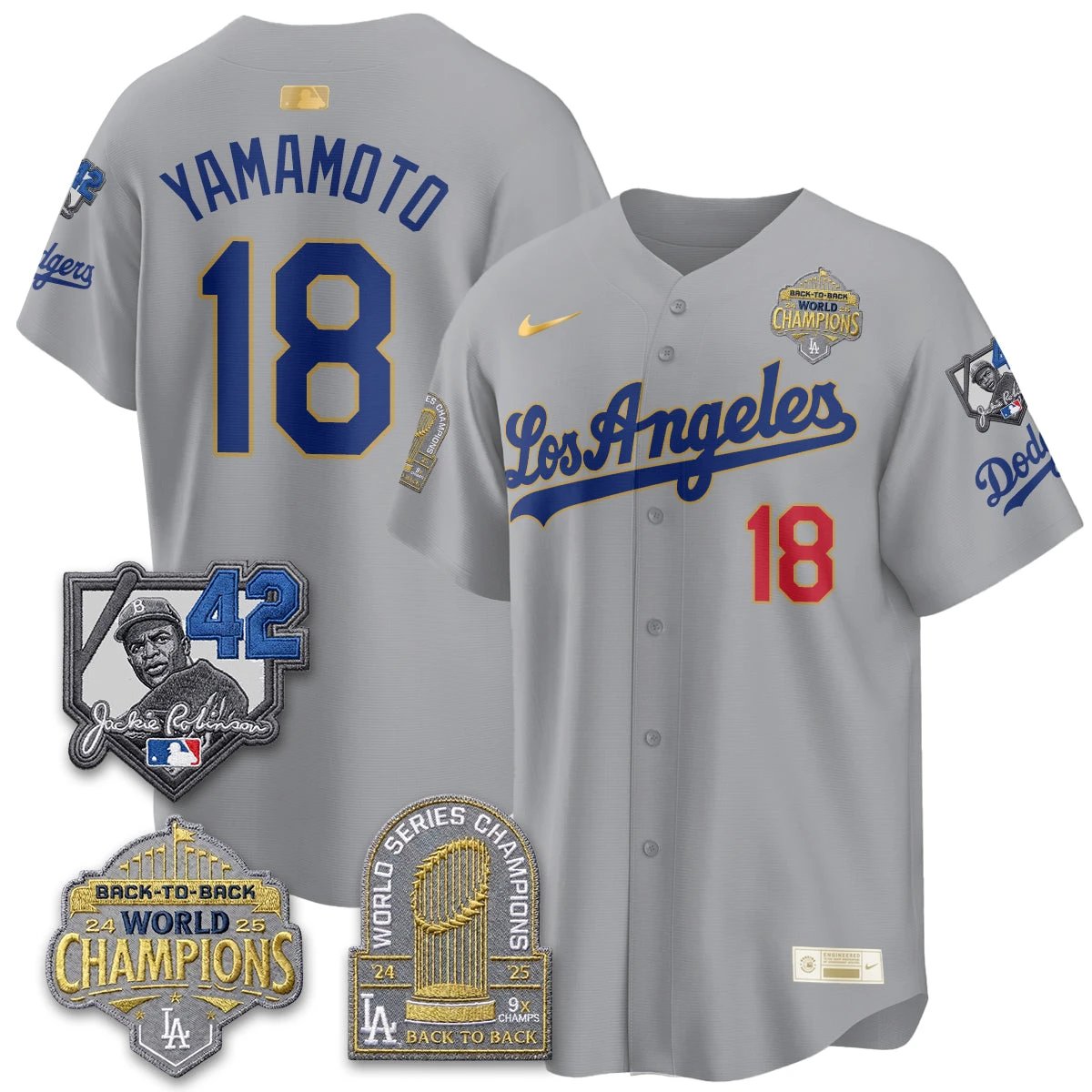 Los Angeles Dodgers 2026 New Era Gold Collection Vapor Limited Jersey - B2B Champs - All Stitched by Los Angeles Dodgers