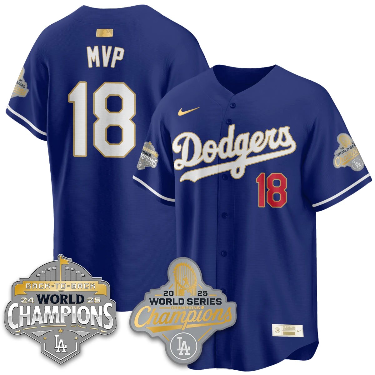 LAD Gold Collection Stadium Vapor Limited Jersey - B2B Champs - All Stitched by Dodgers
