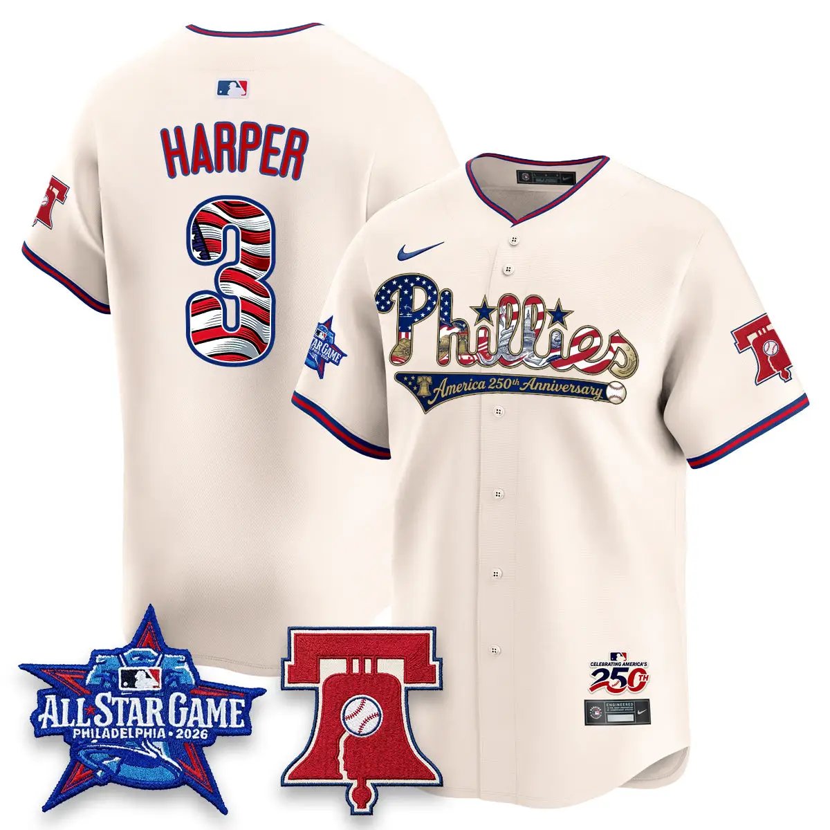 PHI 2026 USA 250 All Star Game Vapor Limited Jersey - Stitched (2) by Philadelphia Phillies