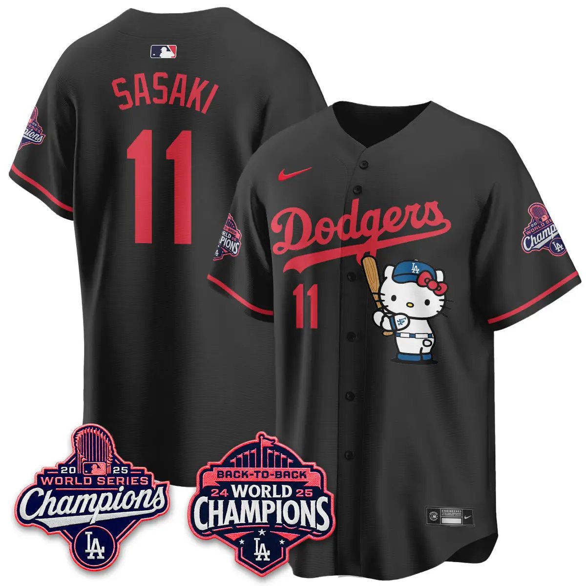 LAD x Hello Kitty Night 2026 Vapor White Jersey - All Stitched by Los Angeles Dodgers