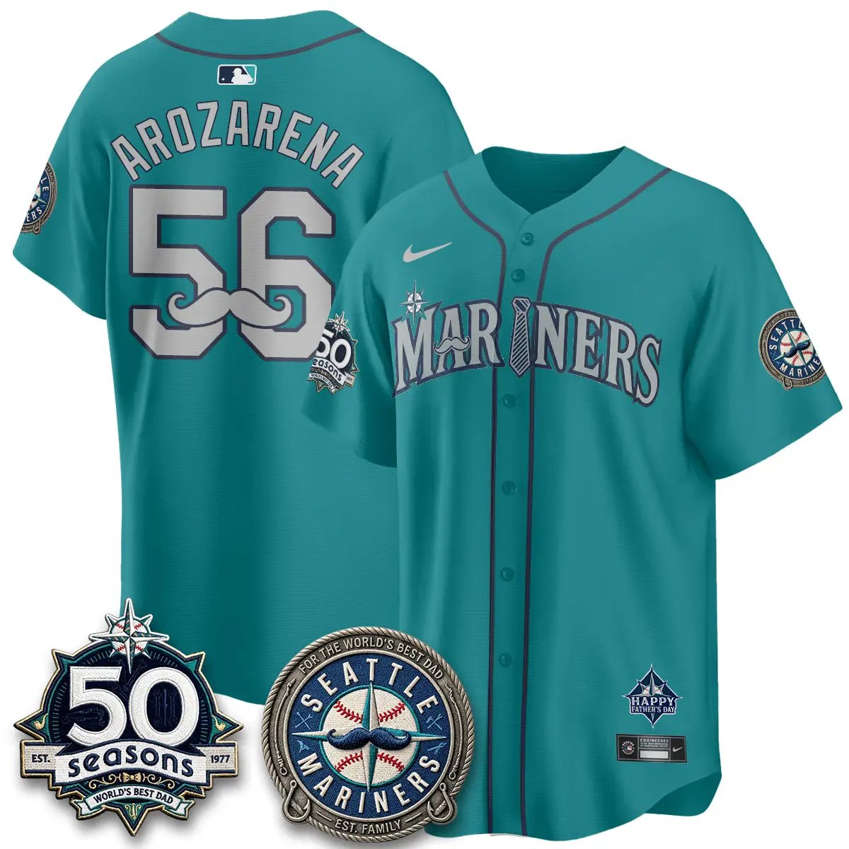 Seattle Mariners Happy Father's Day Vapor Jersey - Stitched by Seattle Mariners