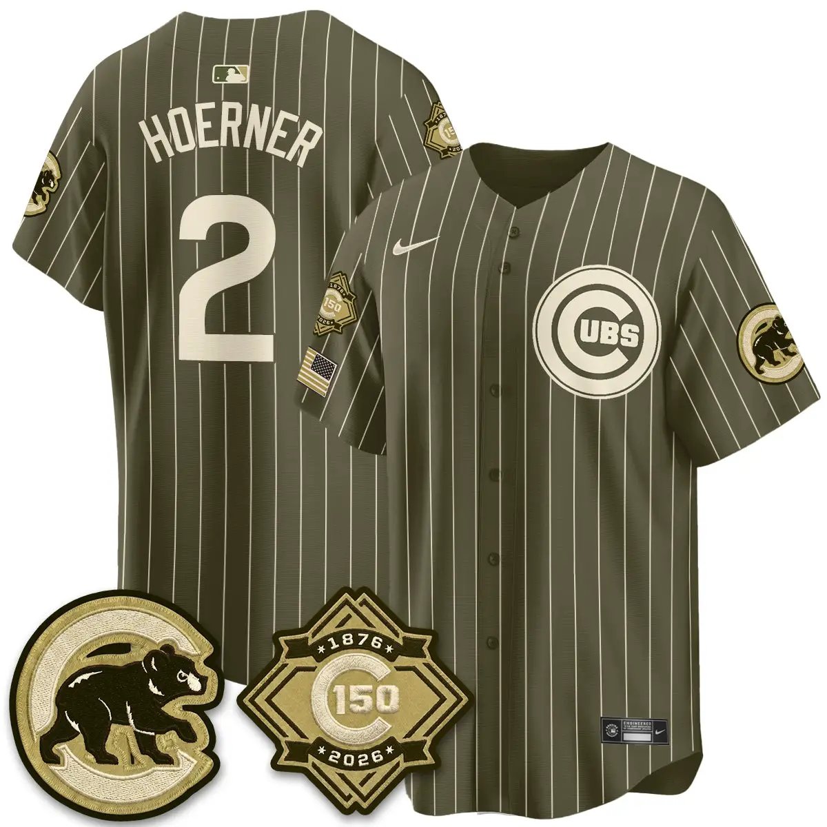 Chicago Cubs New Era Olive 2026 Armed Forces Day Jersey -All Stitched by Chicago Cubs