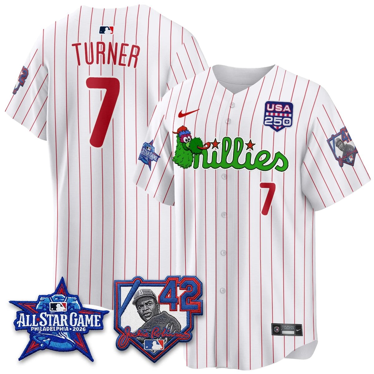 Philadelphia Phillies Phanatic 2026 New Era & 250th USA Vapor Limited Jersey - All Star Game - All Stitched by Philadelphia Phillies