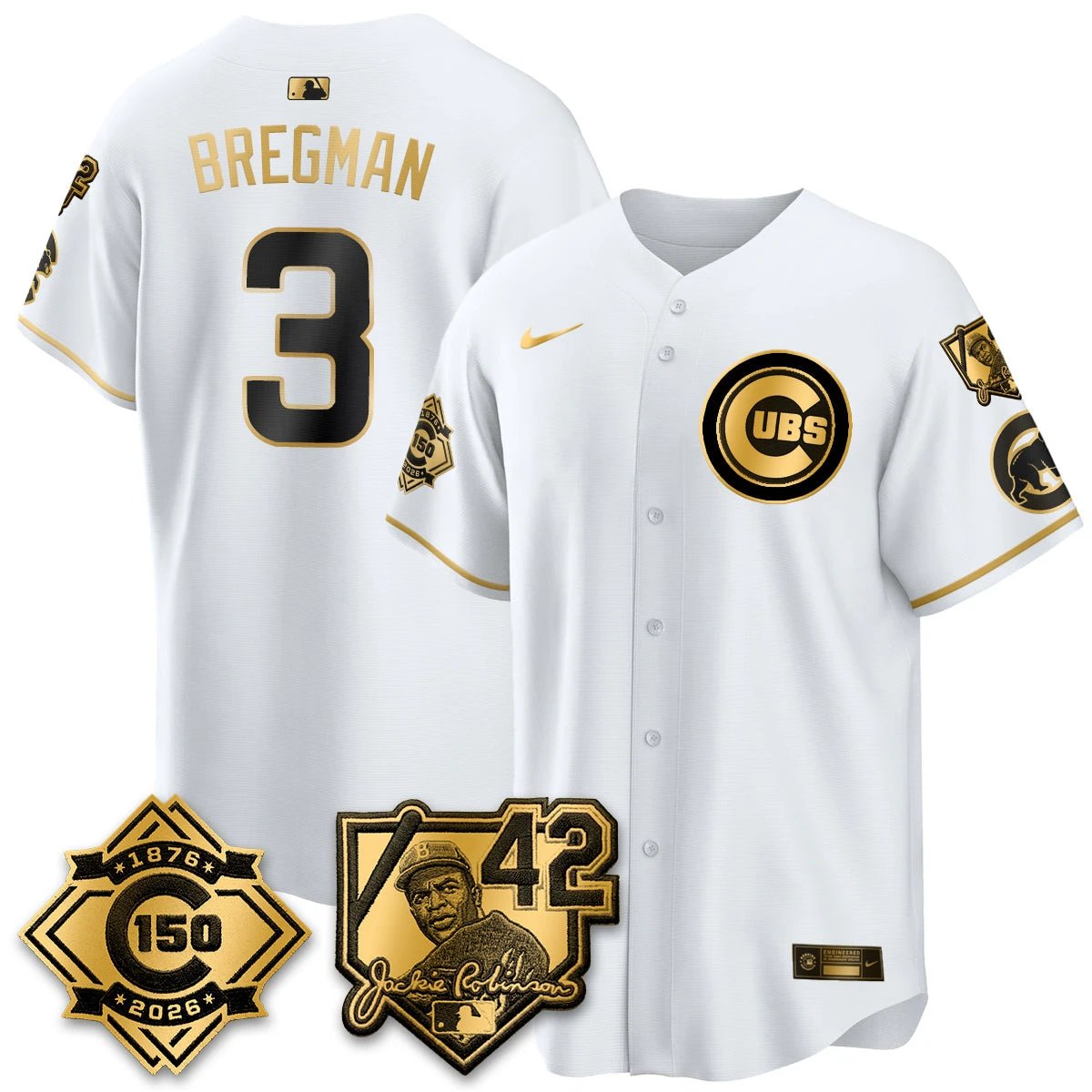 Chicago Cubs 150th Anniversary & Jackie Robinson Day Patch Vapor Premier Limited Jersey - All Stitched by Chicago Cubs