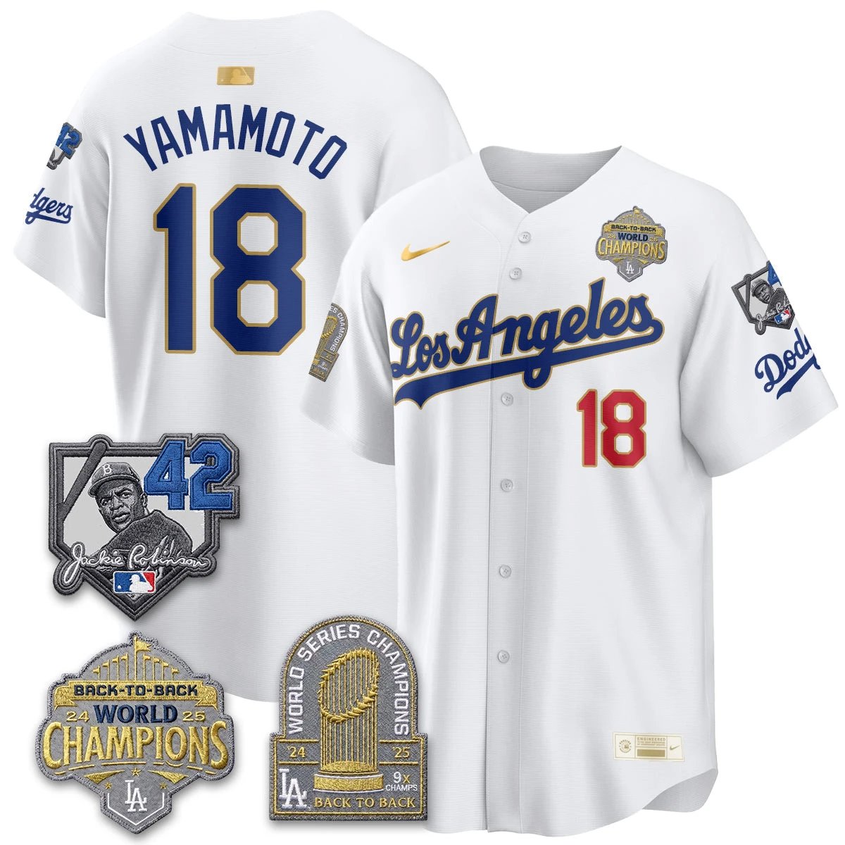 Los Angeles Dodgers 2026 New Era Gold Collection Vapor Limited Jersey - B2B Champs - All Stitched by Los Angeles Dodgers