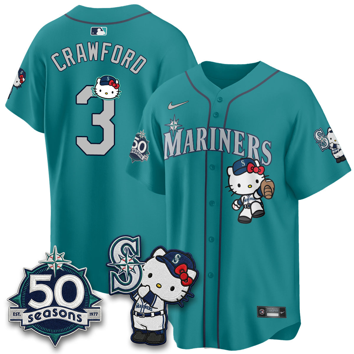 SEA x Meow KT Night Limited Jersey - All Stitched V2 by Seattle Mariners