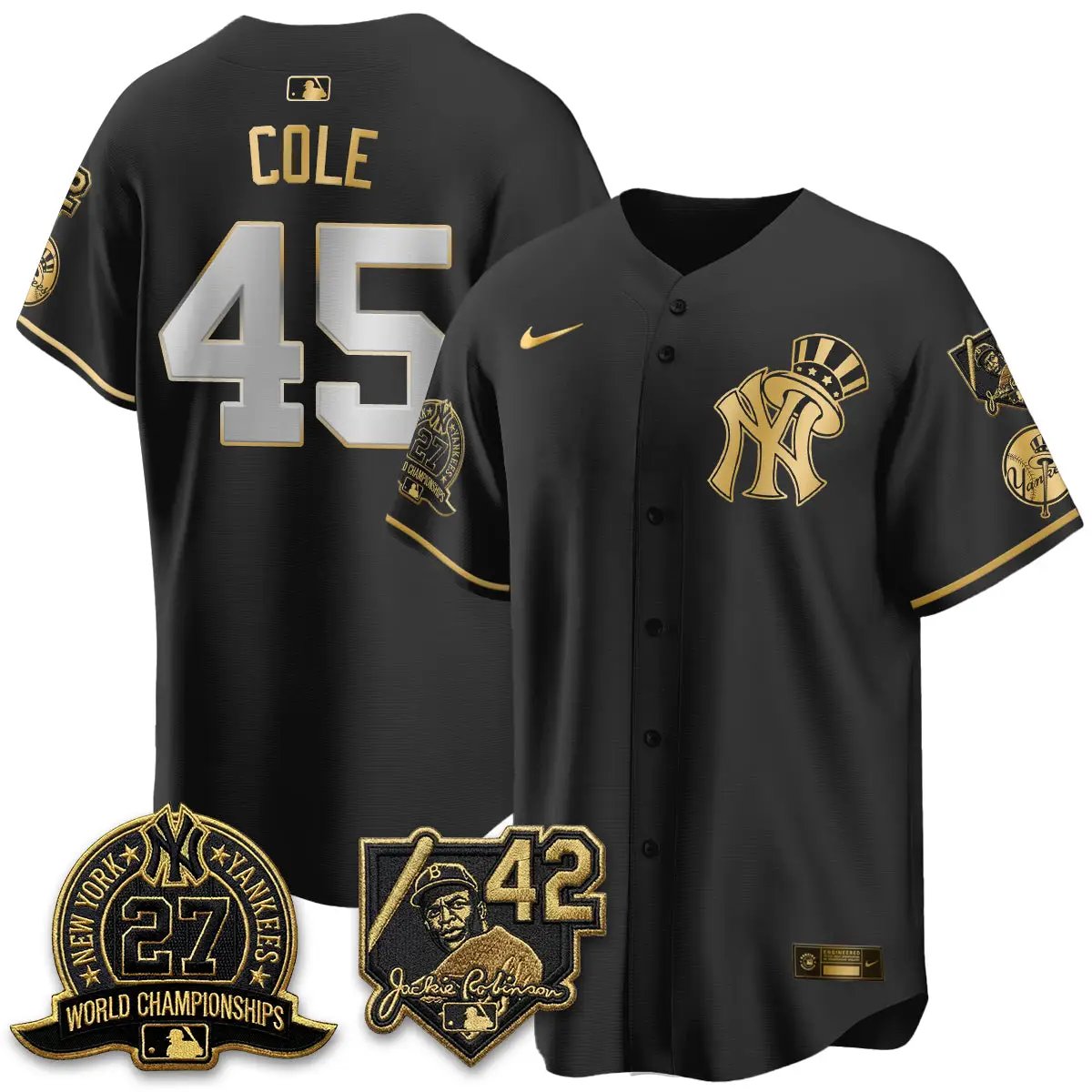 New York Yankees 2026 Jackie Robinson Day Vapor Limited Gold Edition Jersey - All Stitched - V2 by New York Yankees