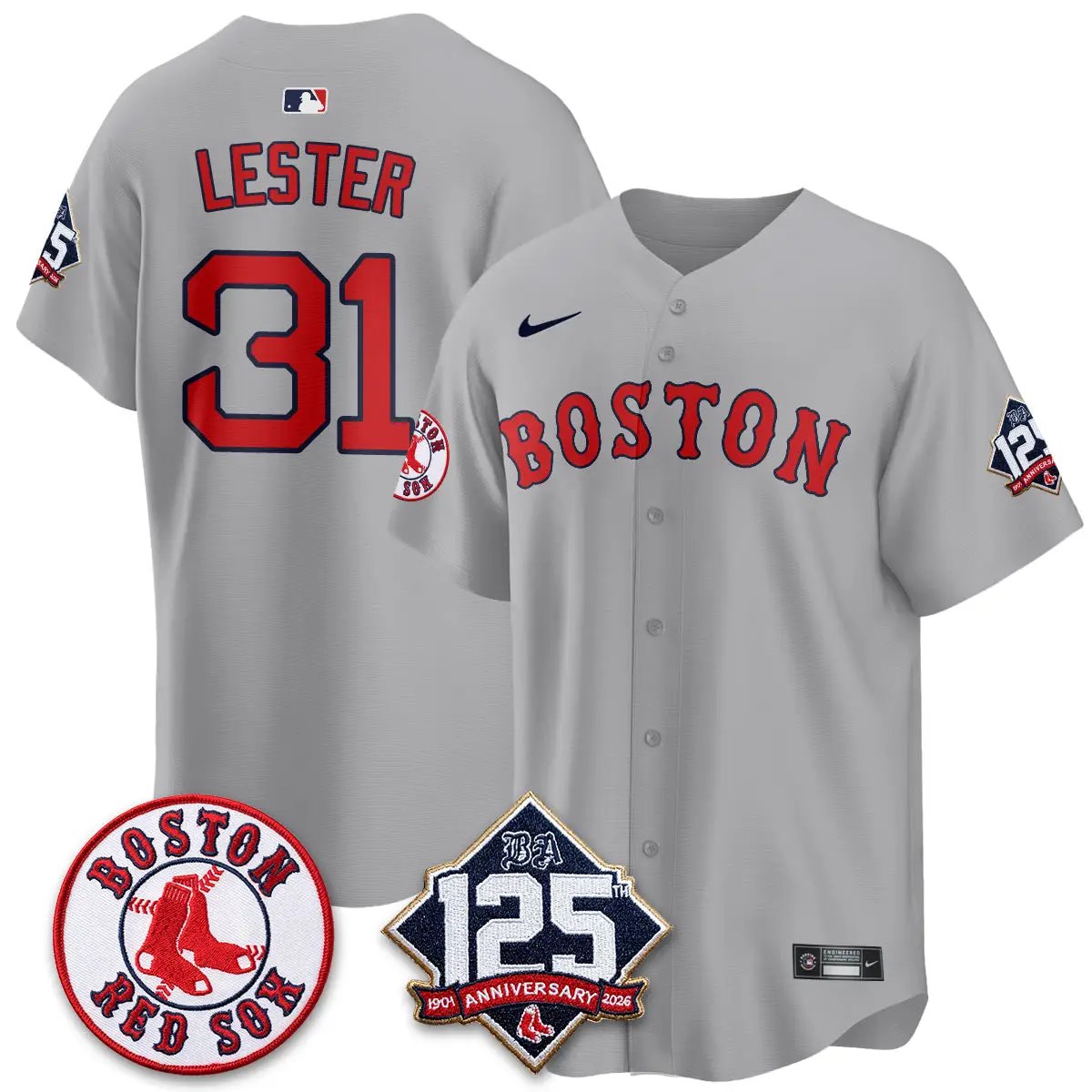 Boston Red Sox 125th Anniversary Patch Vapor Jersey - Stitched by Boston Red Sox